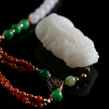 小貔貅项链天然玉化砗磲招财进宝毛衣链