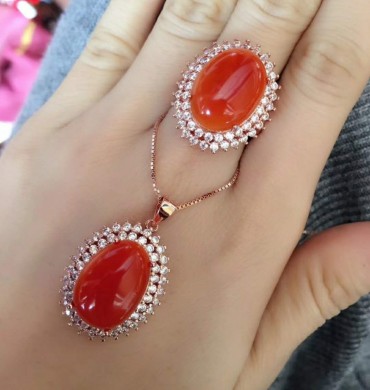 血砗磲套装戒指+项链