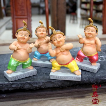 祥意堂 泉州闽南特色拍胸舞摆件 树脂工艺品卡通文化人物