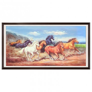 纯手绘油画-八骏马图